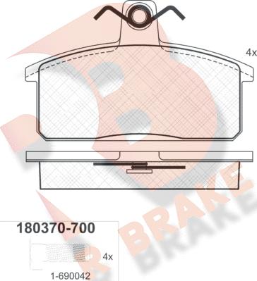 R Brake RB0370-700 - Комплект спирачно феродо, дискови спирачки vvparts.bg