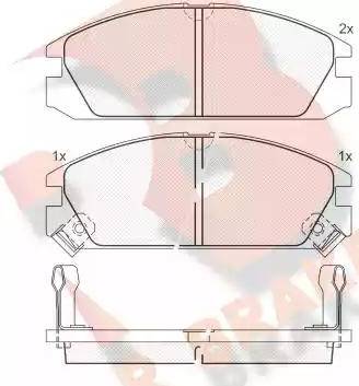 R Brake RB0750 - Комплект спирачно феродо, дискови спирачки vvparts.bg