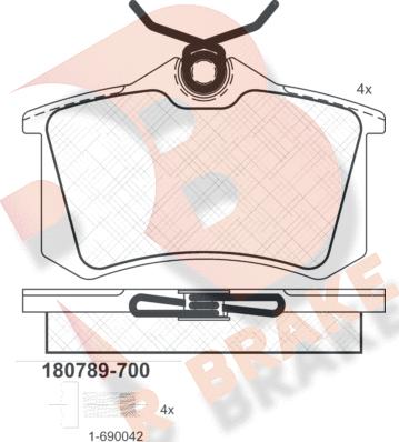 R Brake RB0789-700 - Комплект спирачно феродо, дискови спирачки vvparts.bg