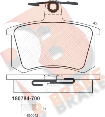 R Brake RB0784-700 - Комплект спирачно феродо, дискови спирачки vvparts.bg