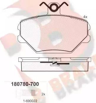 R Brake RB0780-700 - Комплект спирачно феродо, дискови спирачки vvparts.bg