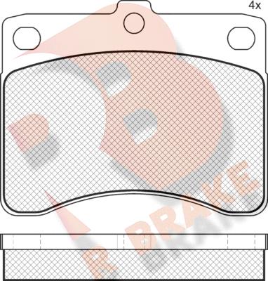 R Brake RB0725 - Комплект спирачно феродо, дискови спирачки vvparts.bg