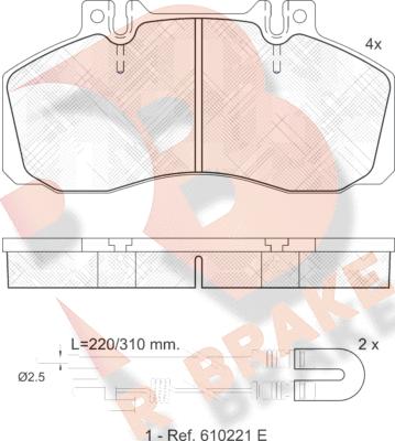 R Brake RB0722 - Комплект спирачно феродо, дискови спирачки vvparts.bg