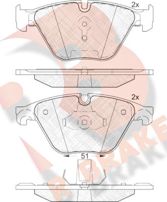 R Brake RB1998 - Комплект спирачно феродо, дискови спирачки vvparts.bg