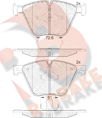 R Brake RB1992 - Комплект спирачно феродо, дискови спирачки vvparts.bg