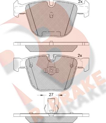 R Brake RB1949 - Комплект спирачно феродо, дискови спирачки vvparts.bg