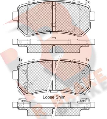 R Brake RB1955 - Комплект спирачно феродо, дискови спирачки vvparts.bg