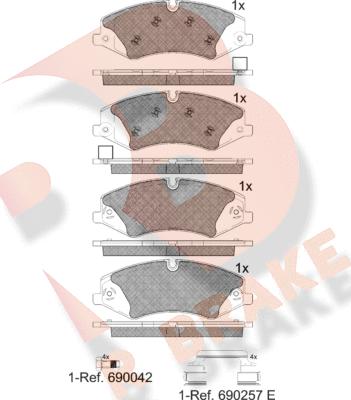 R Brake RB1957-203 - Комплект спирачно феродо, дискови спирачки vvparts.bg