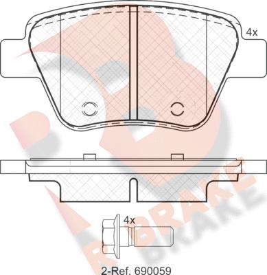 R Brake RB1967 - Комплект спирачно феродо, дискови спирачки vvparts.bg