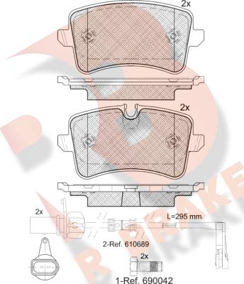 R Brake RB1986 - Комплект спирачно феродо, дискови спирачки vvparts.bg