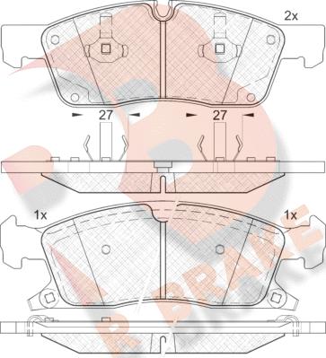 R Brake RB1988 - Комплект спирачно феродо, дискови спирачки vvparts.bg