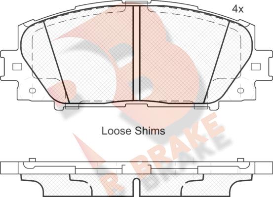 R Brake RB1938 - Комплект спирачно феродо, дискови спирачки vvparts.bg