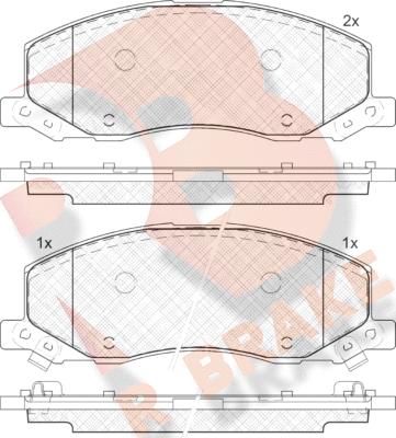 R Brake RB1927 - Комплект спирачно феродо, дискови спирачки vvparts.bg