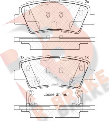 R Brake RB1976 - Комплект спирачно феродо, дискови спирачки vvparts.bg