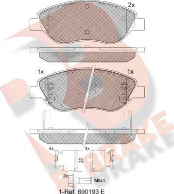 R Brake RB1445-208 - Комплект спирачно феродо, дискови спирачки vvparts.bg