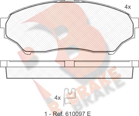 R Brake RB1443 - Комплект спирачно феродо, дискови спирачки vvparts.bg