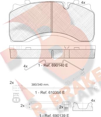 R Brake RB1430-124 - Комплект спирачно феродо, дискови спирачки vvparts.bg