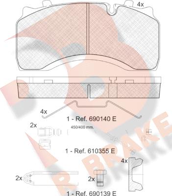 R Brake RB1430-122 - Комплект спирачно феродо, дискови спирачки vvparts.bg