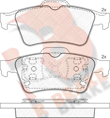 R Brake RB1433 - Комплект спирачно феродо, дискови спирачки vvparts.bg