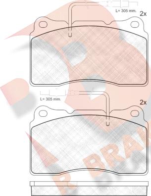 R Brake RB1424 - Комплект спирачно феродо, дискови спирачки vvparts.bg