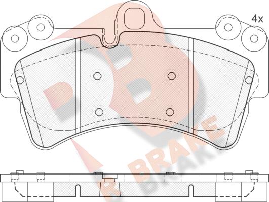 R Brake RB1595 - Комплект спирачно феродо, дискови спирачки vvparts.bg