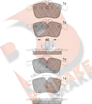 R Brake RB1592 - Комплект спирачно феродо, дискови спирачки vvparts.bg