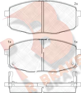 R Brake RB1540 - Комплект спирачно феродо, дискови спирачки vvparts.bg