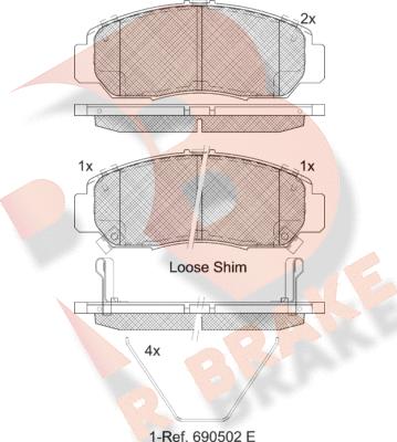 R Brake RB1543-208 - Комплект спирачно феродо, дискови спирачки vvparts.bg