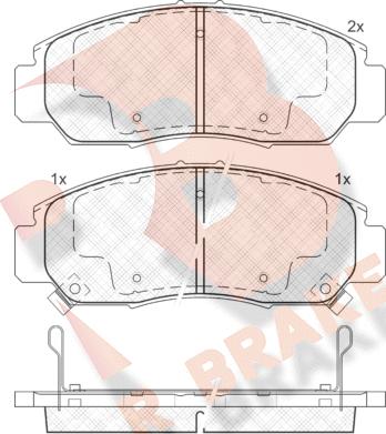 R Brake RB1543 - Комплект спирачно феродо, дискови спирачки vvparts.bg