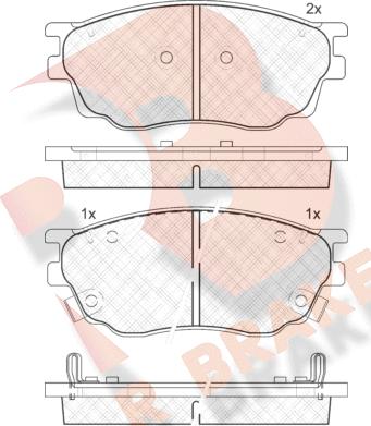 R Brake RB1542 - Комплект спирачно феродо, дискови спирачки vvparts.bg