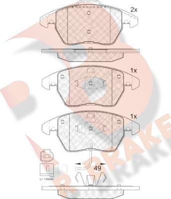 R Brake RB1567 - Комплект спирачно феродо, дискови спирачки vvparts.bg