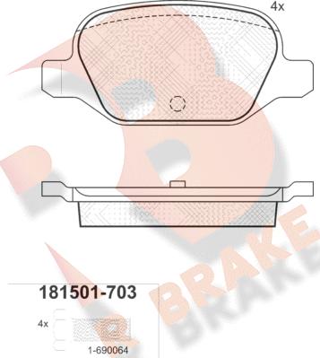 R Brake RB1501-703 - Комплект спирачно феродо, дискови спирачки vvparts.bg