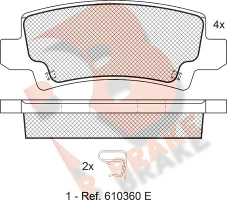 R Brake RB1514 - Комплект спирачно феродо, дискови спирачки vvparts.bg