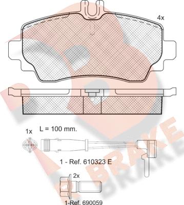 R Brake RB1516-701 - Комплект спирачно феродо, дискови спирачки vvparts.bg