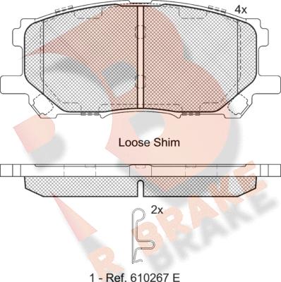 R Brake RB1584 - Комплект спирачно феродо, дискови спирачки vvparts.bg