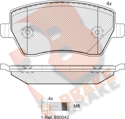 R Brake RB1534-700 - Комплект спирачно феродо, дискови спирачки vvparts.bg