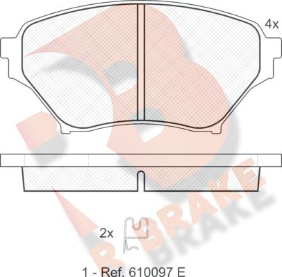 R Brake RB1529 - Комплект спирачно феродо, дискови спирачки vvparts.bg