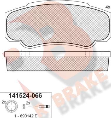 R Brake RB1524-066 - Комплект спирачно феродо, дискови спирачки vvparts.bg