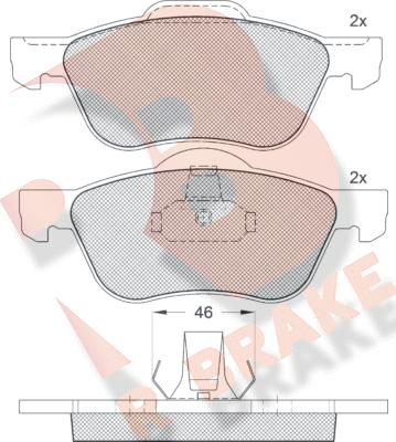 R Brake RB1528 - Комплект спирачно феродо, дискови спирачки vvparts.bg