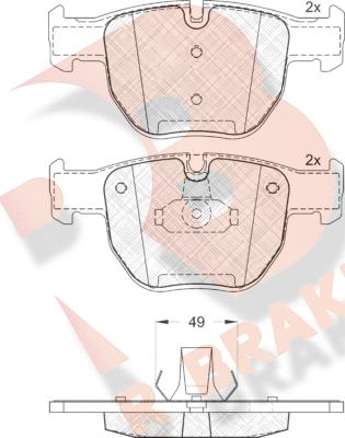 R Brake RB1574 - Комплект спирачно феродо, дискови спирачки vvparts.bg