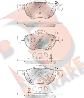 R Brake RB1695 - Комплект спирачно феродо, дискови спирачки vvparts.bg