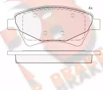 R Brake RB1649 - Комплект спирачно феродо, дискови спирачки vvparts.bg