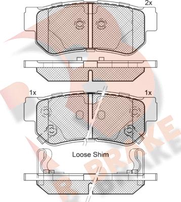 R Brake RB1645 - Комплект спирачно феродо, дискови спирачки vvparts.bg