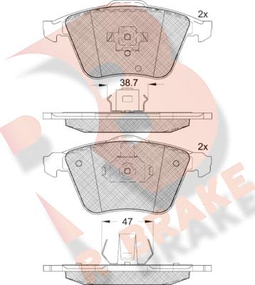R Brake RB1652 - Комплект спирачно феродо, дискови спирачки vvparts.bg