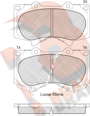 R Brake RB1665 - Комплект спирачно феродо, дискови спирачки vvparts.bg