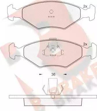 R Brake RB1604 - Комплект спирачно феродо, дискови спирачки vvparts.bg