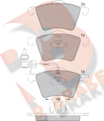 R Brake RB1605 - Комплект спирачно феродо, дискови спирачки vvparts.bg