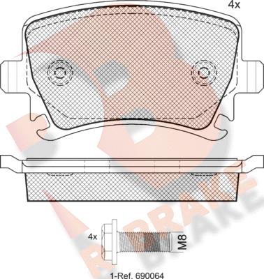 R Brake RB1600-703 - Комплект спирачно феродо, дискови спирачки vvparts.bg