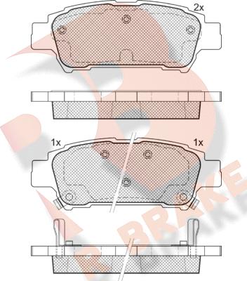 R Brake RB1608 - Комплект спирачно феродо, дискови спирачки vvparts.bg