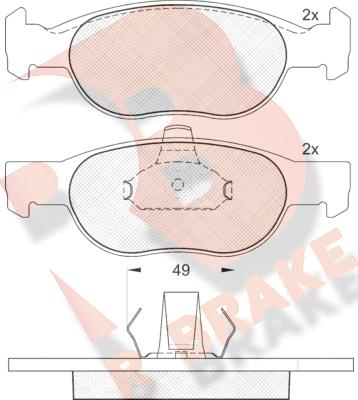 R Brake RB1616 - Комплект спирачно феродо, дискови спирачки vvparts.bg